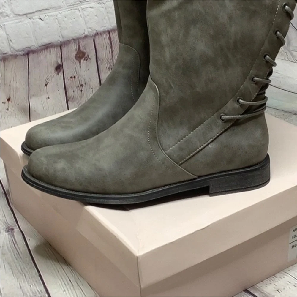 JUSTFAB Charcoal Elettra lace back boots